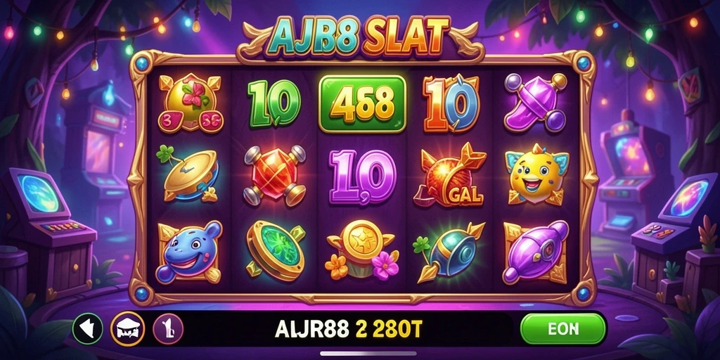 Screenshot gameplay AJR88 menampilkan gulungan slot yang dinamis dan penuh warna.