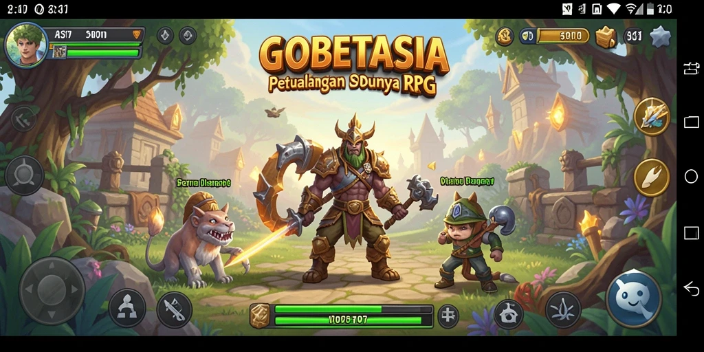 Screenshot utama GOBETASIA menampilkan aksi pertarungan karakter yang mendebarkan.