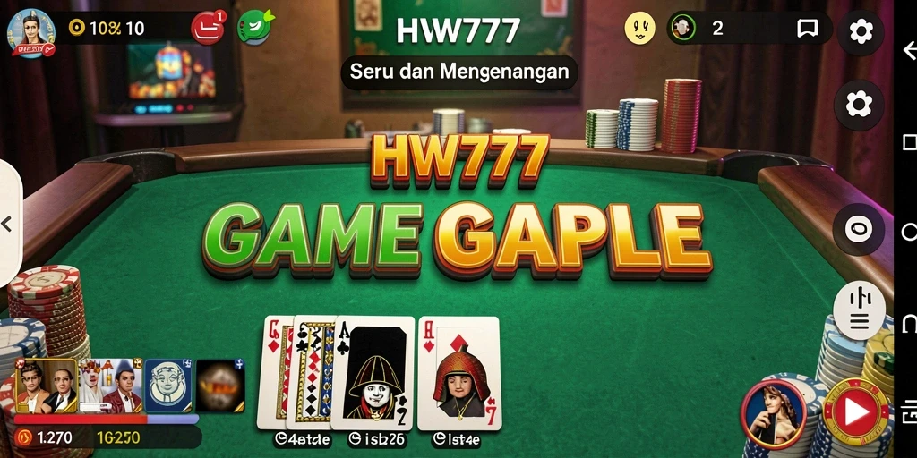 Tampilan gameplay HW777 yang menegangkan dalam permainan Gaple.