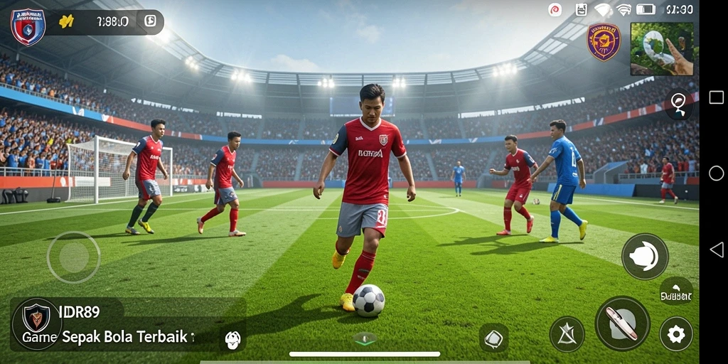 Screenshot IDR89 menampilkan aksi seru di lapangan sepak bola.