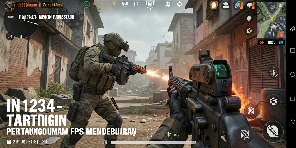 Tangkapan layar gameplay IN1234 menampilkan aksi menembak yang intens.