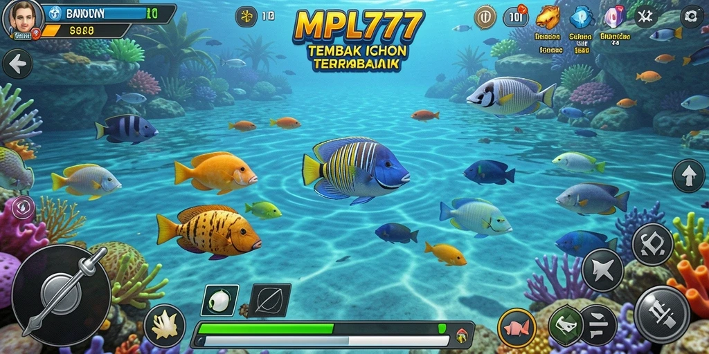 Tampilan gameplay seru dalam MPL777 saat menangkap ikan.