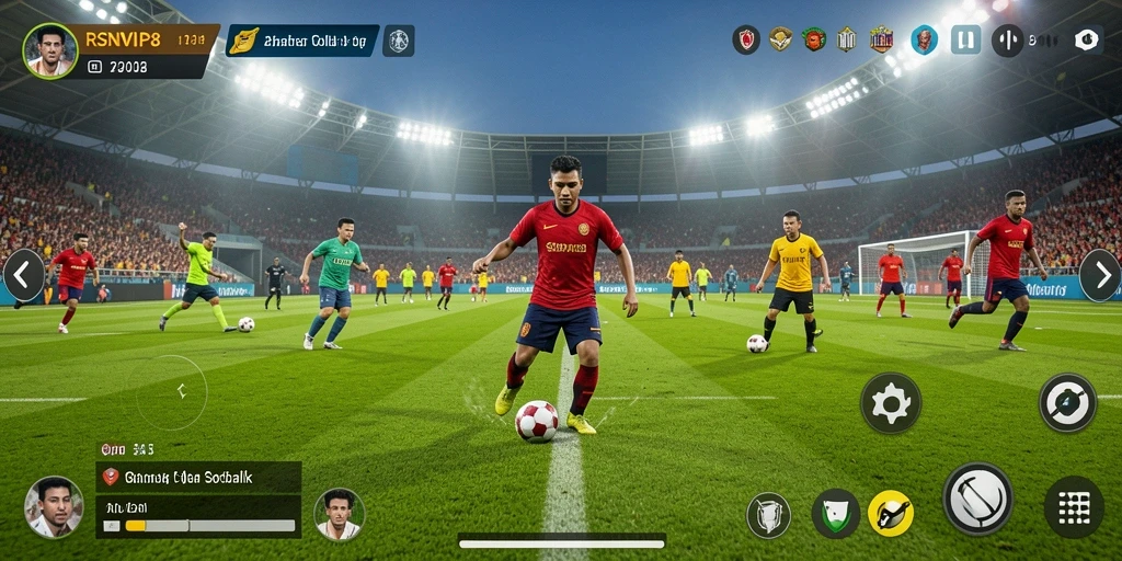 Tampilan gameplay RSNVIP8 yang mendebarkan dan penuh aksi sepak bola.
