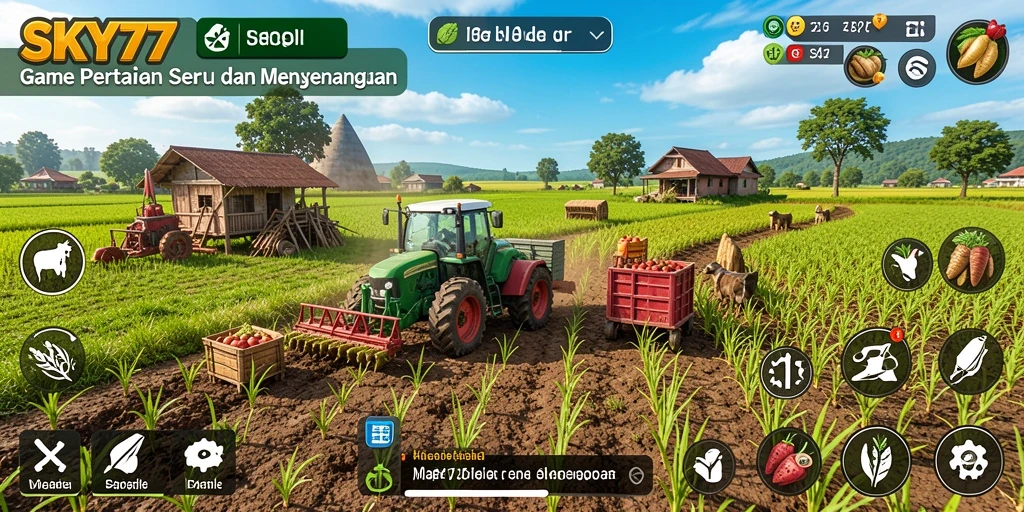 Gameplay SKY77 menampilkan aktivitas bertani yang interaktif dan menarik.