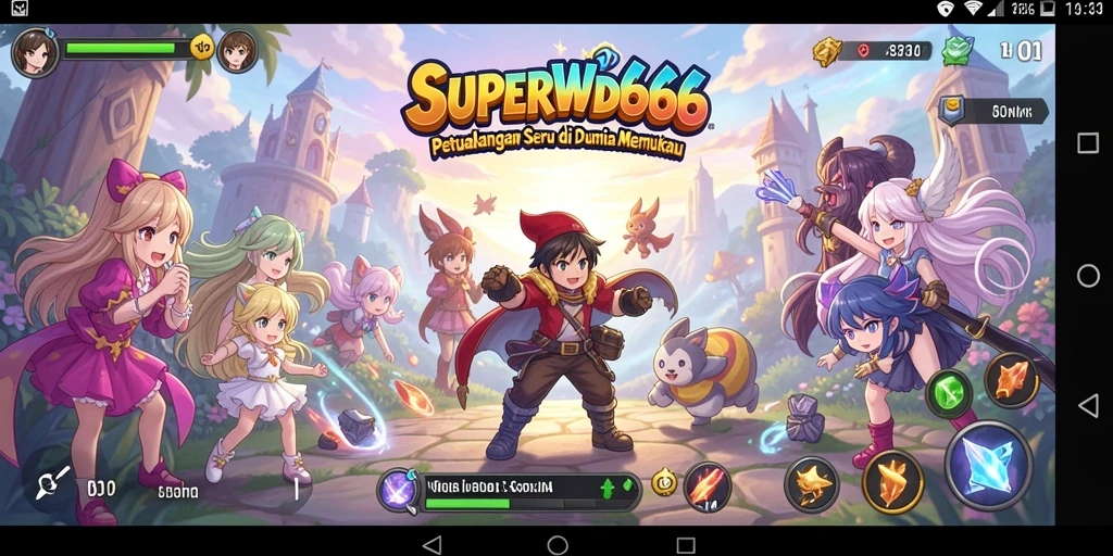 Tampilan gameplay <strong>SUPERWD666</strong> yang menarik dengan karakter Anime ikonik.
